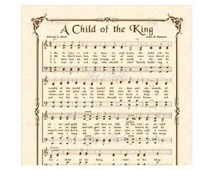 A Child Of The King Hymn On Parchment By Hattie E. Buell 8x10 Sheet Music Wall Art Digital Download Printable DIY Vintage Verses